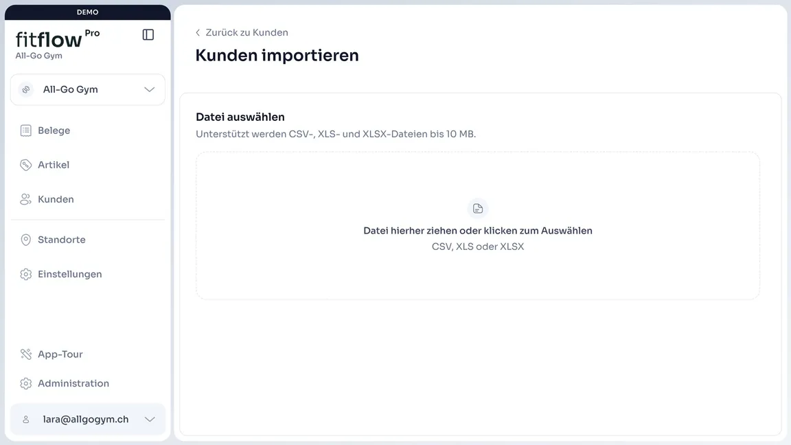 Kunden per CSV-, XLS- oder XLSX-Datei in fitflowPro importieren