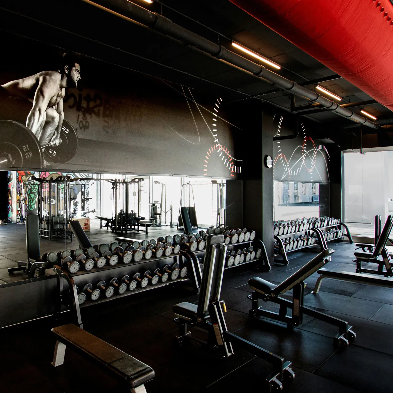 Free-weights area in a fitness centre